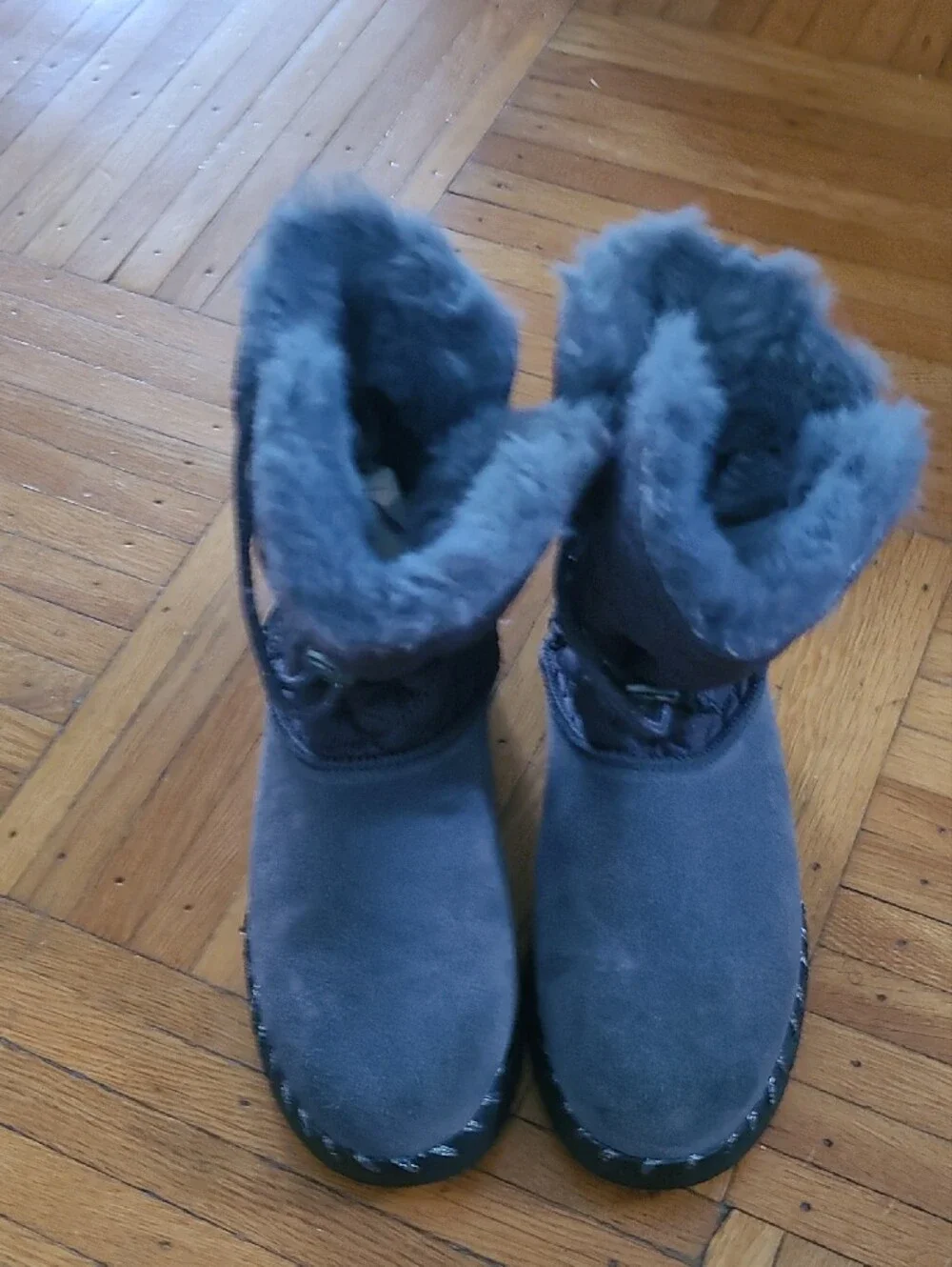 Muk Luks Women's Gray Faux-Fur Winter Boots